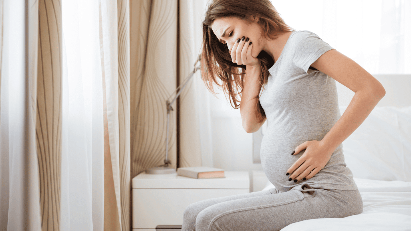 Woman experiencing nausea from hyperemesis gravidarum