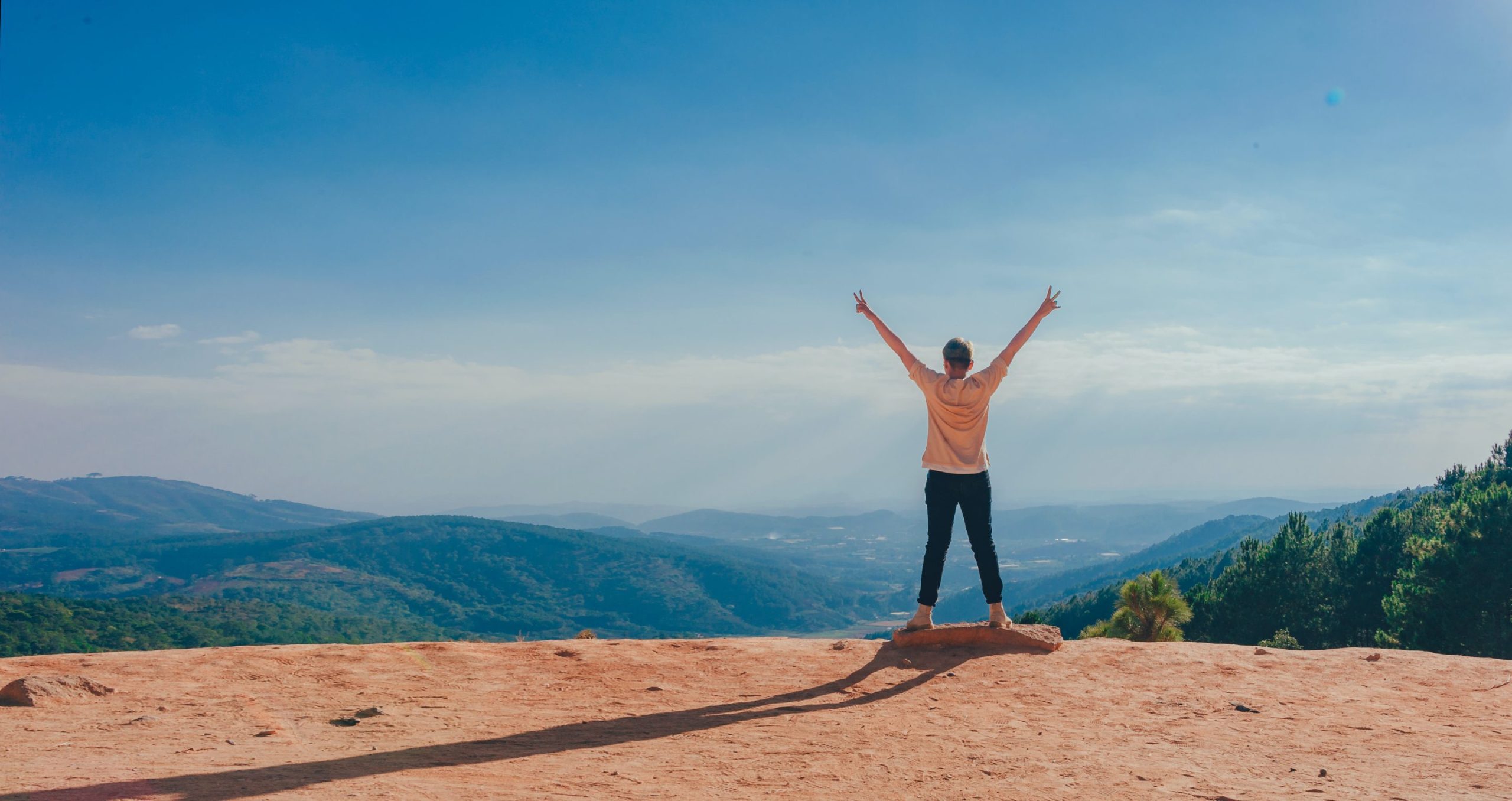 Person celebrating outside after mental health advice with counseling services online